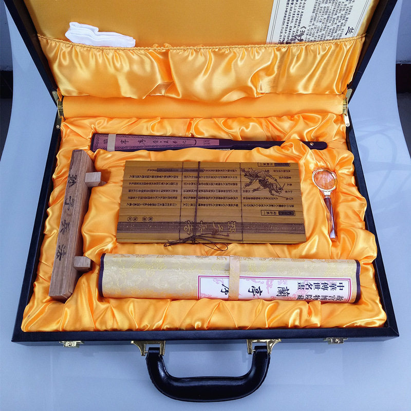 Gifts from Yimeng Bamboo Slip Set Wentao Wulue Orchid Pavilion Preface Gold Foil Painting Bamboo Carving Sun Tzu's Art of War