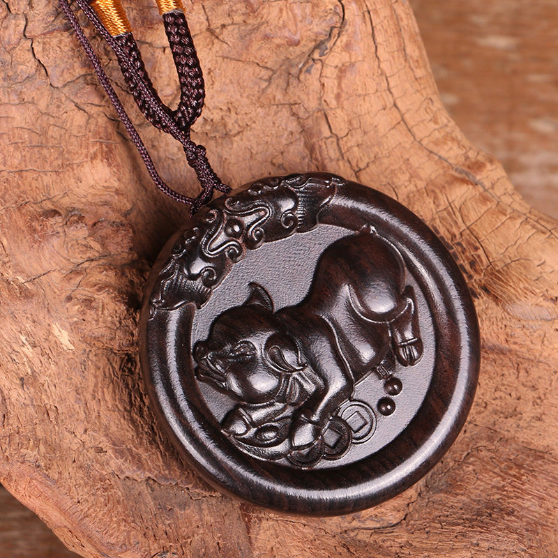 Ebony wood pendant Zodiac pig pendant mahogany jewelry year of the pig souvenir pendant listing mahogany safety buckle