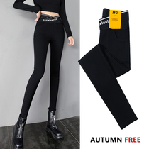 Spring and autumn black leggings women wear autumn and winter plus velvet high waist elastic tight small feet pencil small black pants magic pants