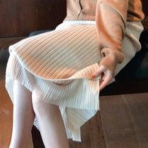 Spring and Autumn Skirt Womens Bag Butt Knitted Skirt Dress Fairy Straight Sprey Straight Sparkway Long Wear Irregular High Waist Joker