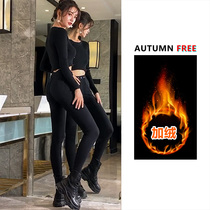 Spring and autumn small black pants black leggings women wear autumn and winter plus velvet tight high waist elastic small foot pencil magic pants