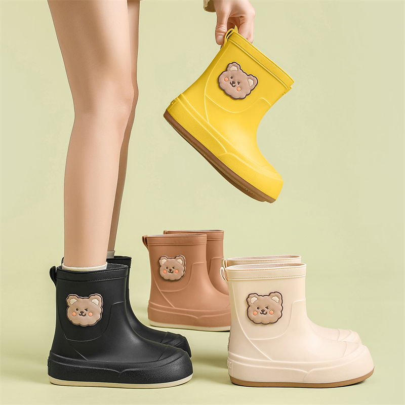 100 hitch soft bottom comfort women's waterproof rain shoes non-slip wear resistant kitchen rubber shoes winter plus suede warm midcylinder rain boots-Taobao