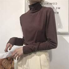 秋冬半高领打底衫女士简约长袖