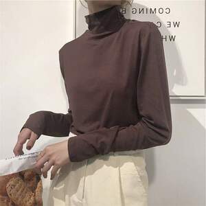 秋冬半高领打底衫女士简约长袖