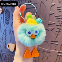 Подвеска-брикет-утка из меха кролика рекса-светло-зеленый