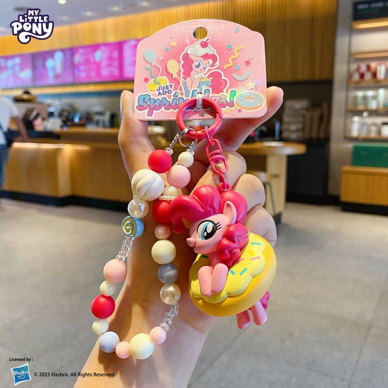 Baimao 2026 My Little Pony Donut Pinkie Pie Beaded Bag Pendant Keychain New Year Gift Keychain