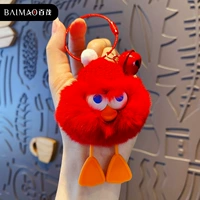 Подвеска-утка из меха кролика рекса-красная