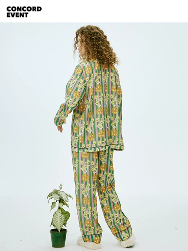 Конус 2025 весна и осенью Новый Тианси Большой глаз, пижамы, пижамы свободные отпечатки семейная одежда для женщин, набор для женщин