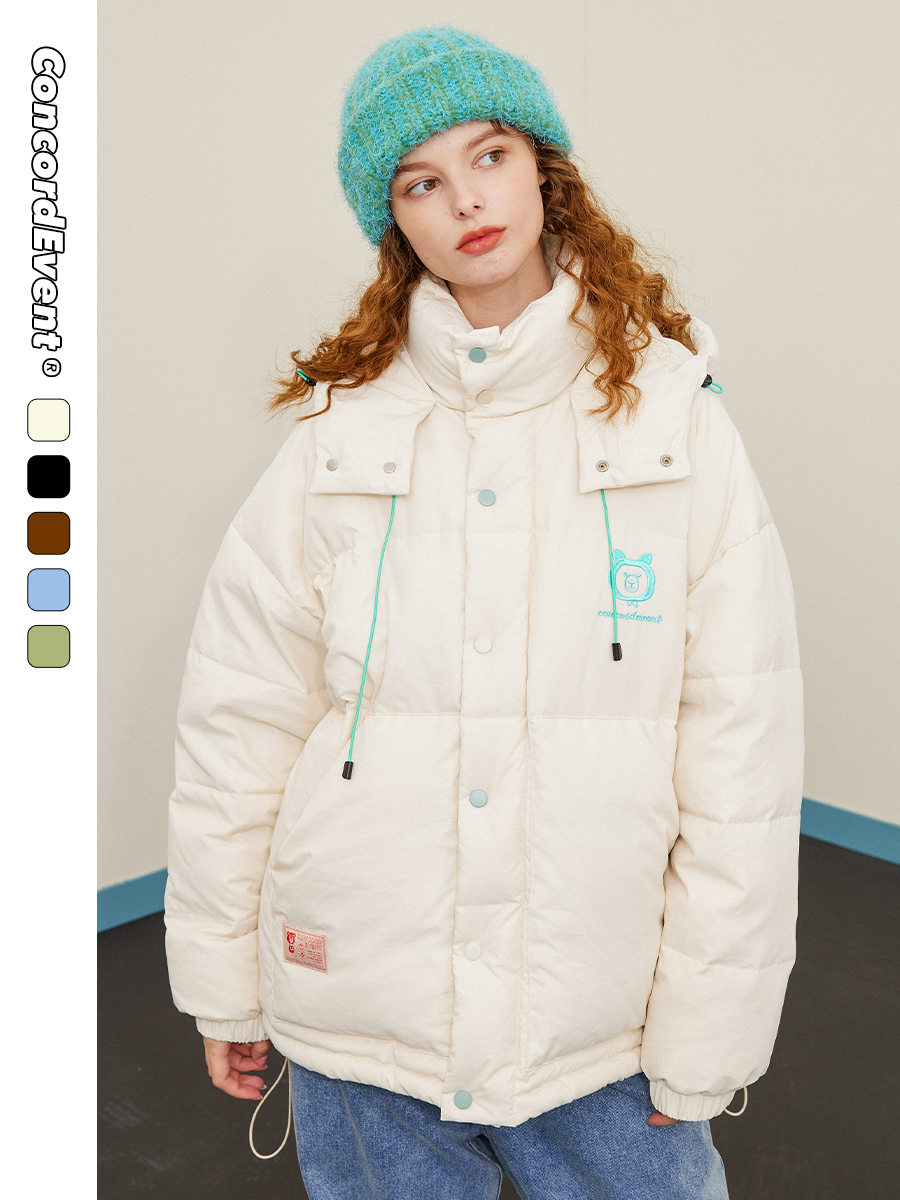 CONCORDEVENT short embroidered warm hooded down jacket men's 2022 new trendy brand winter jacket