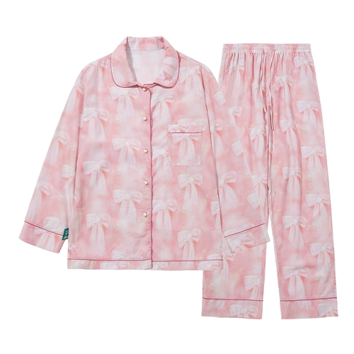 Осенняя комфортная пижама с бантиком, комплект