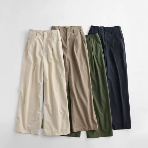 Дышащие летние штаны, из хлопка и льна, высокая талия