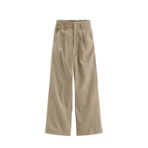 Дышащие летние штаны, из хлопка и льна, высокая талия