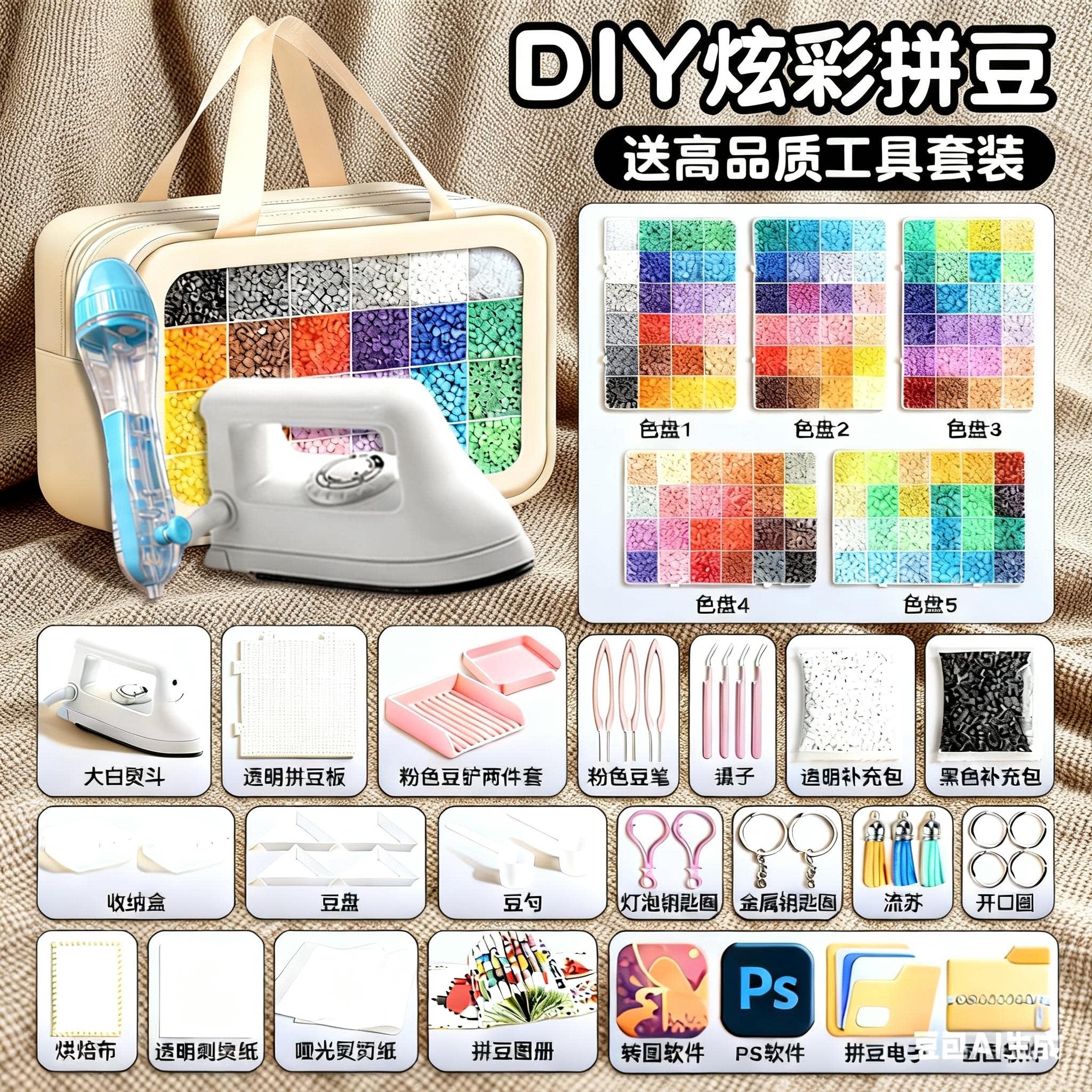 Pindoudou handmade diy material package полный набор трехмерных материалов fusion MARD color number set tool iron supplement package 88