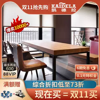 American solid wood dining table simple modern household dining table rectangular dining table and chair combination iron table industrial style dining table