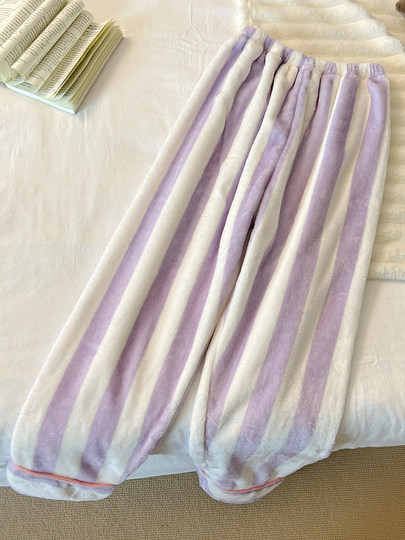 2024 New Ruby Coral Fleece Pajamas Women's Autumn and Winter Warm Long-Sleeved Flannel Plus Velvet Thickened Home Clothes