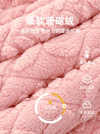 Autumn and Winter Coral Velvet Three-Layer Quilted Nightgown for Women, Fleece-Lined and Thickened, Winter Style Bathrobe, Pajamas, Flannel Home Wear