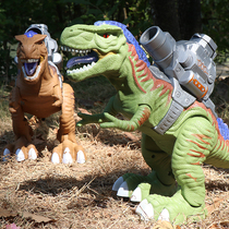 Childrens toy simulation walking T-rex electric dinosaur spray with light sound can fire shells boy