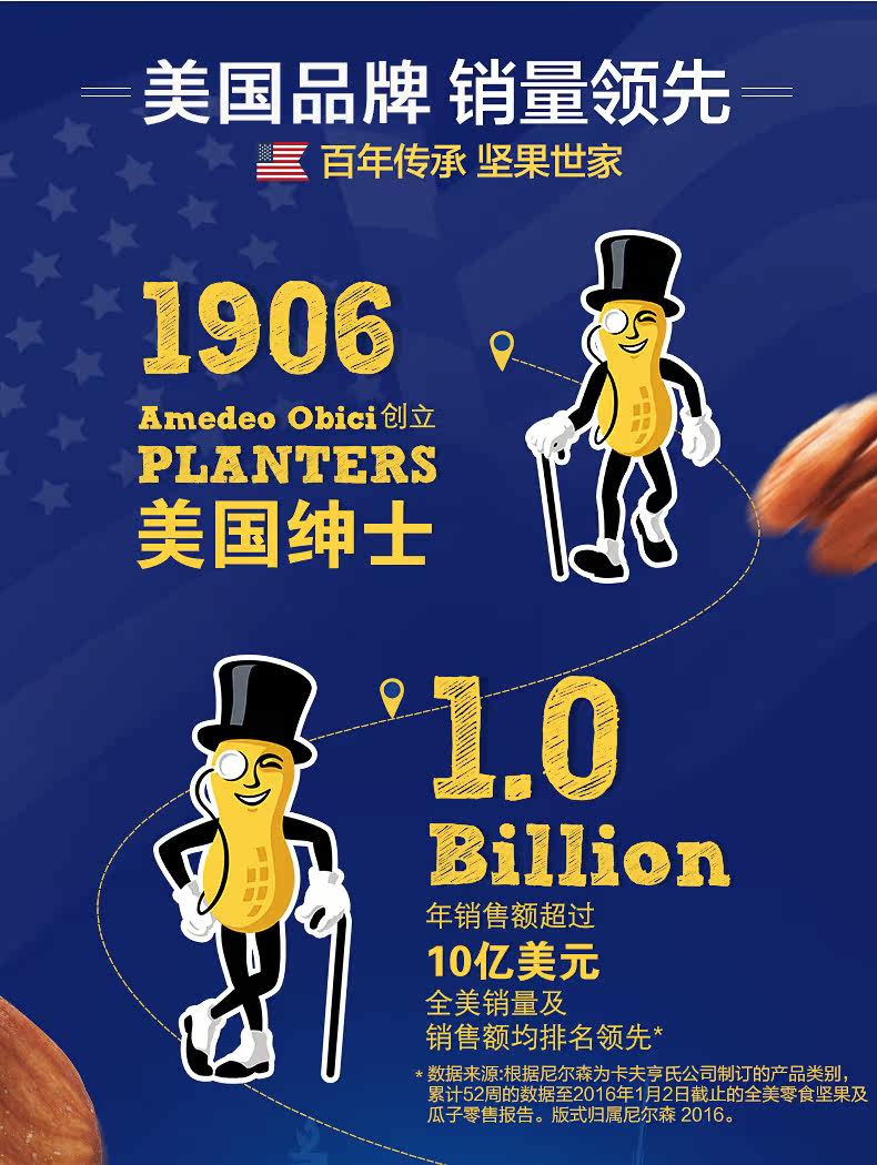 美国绅士 planters 原味混合什锦坚果 292g*2罐 图5