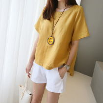 Maternity summer fashion suit 2019 new out of the top cotton and hemp belly shorts two-piece set tide mother large size