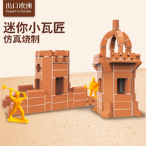 Building a house small Mason childrens brick toy building model hut diy big number puzzle assembly