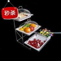 新款摆台水果点心架自助餐展示架加厚多层架餐厅不锈钢深盘深口盘