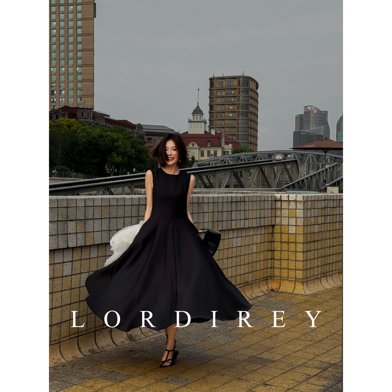 Lordirey/【Hepburn】Black Hepburn Sleeveless Women's Fashion High-End Light Luxury Dress Skirt