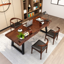 Large board solid wood desk desk desk American simple home study bedroom industrial style simple studio computer desk