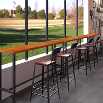 Bar table solid wood table and chair combination home bar narrow table long industrial balcony commercial high table