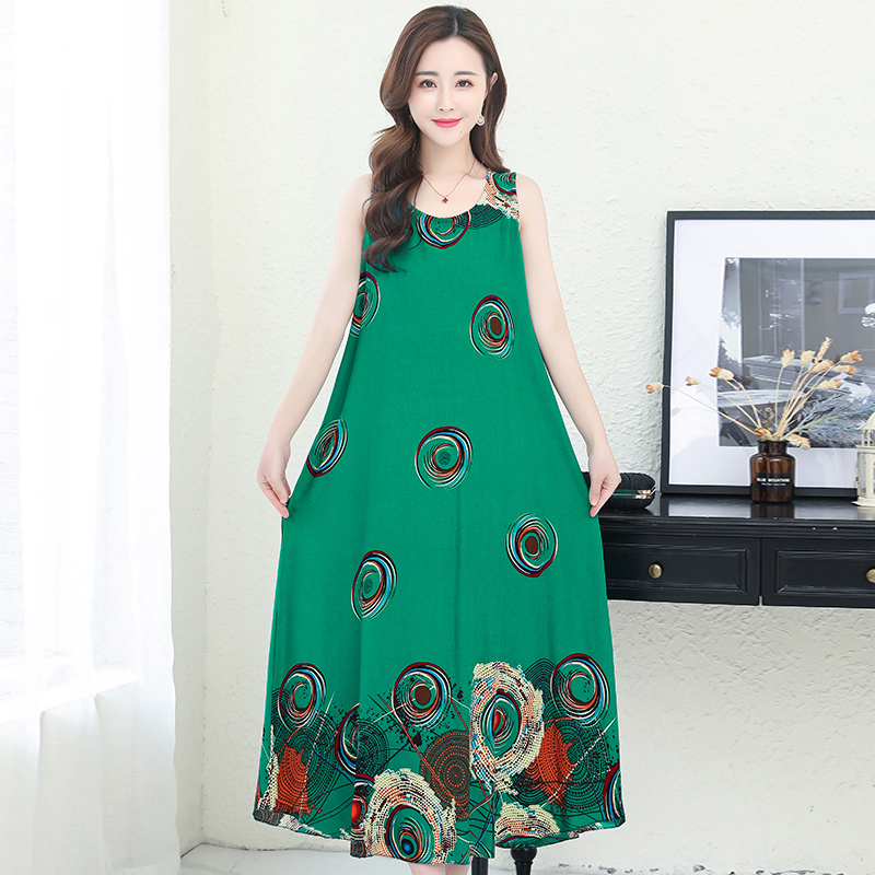 53poplin  Nightdress female pure cotton new pattern summer Thin Sleeveless Medium and long term Increase fertilizer Big size easy Fat mm pajamas