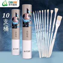 Bamboo mood gouache brush set Art special acrylic oil painting pen washed bristle row pen Fan brush set Student professional painting color pen Gouache bucket
