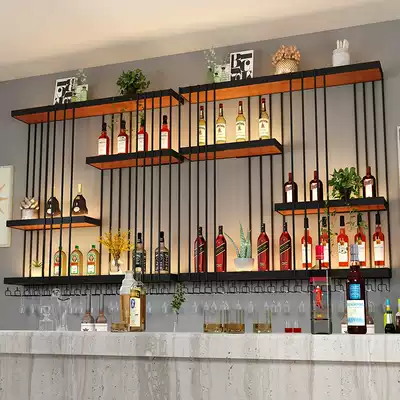 Bar wall-mounted solid wood wine cabinet Dining room bar bar wall-mounted creative hanger storage wine rack display rack