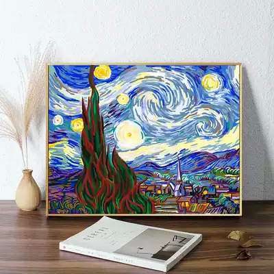 Digital oil painting diy oil color painting hand painting world famous painting color decoration painting Van Gogh the Rhone River under the stars