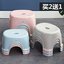 Plastic childrens bath stool coffee table small bench non-slip low stool home adult bathroom thickened shoes 30cm high