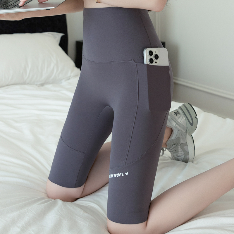 Five-Point Plus-Size Double-Pocket Shark Pants for Women, Summer Thin High-Waisted Hip-Lifting Tummy Control Plus-Size Sports Yoga Shorts