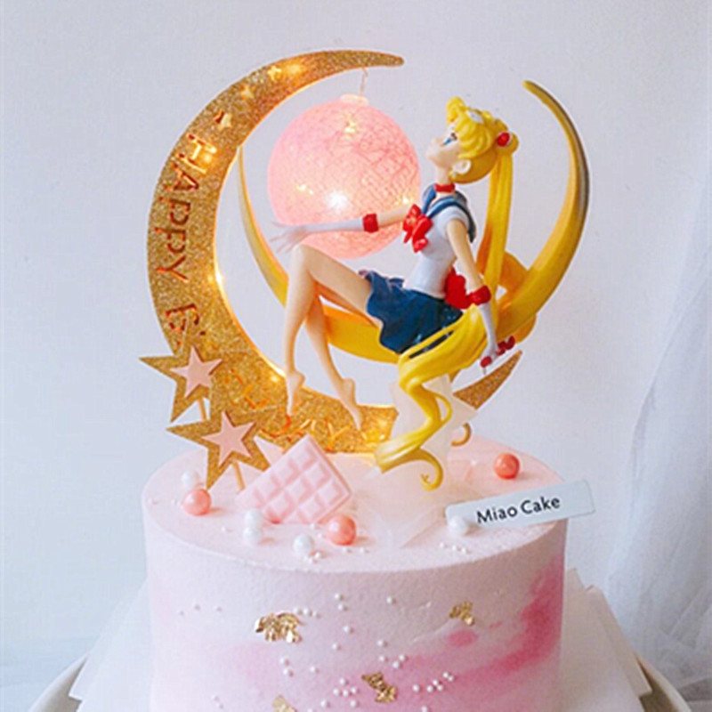 New Scenario Cake Decoration Pendulum to Cartoon Cartoon Moon Beauty Less Female Warrior Model Paparazzi