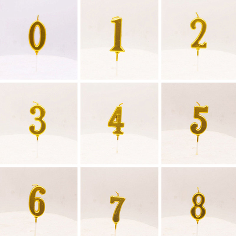 New cake decoration digital candle golden birthday PVC boxed dessert table atmosphere dress up spot