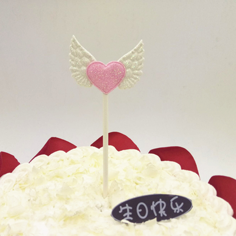New Cake Decoration Angel Loving Small Wings White Pink Gold Creativity Insert Flag Dessert Terrace Decoration Spot