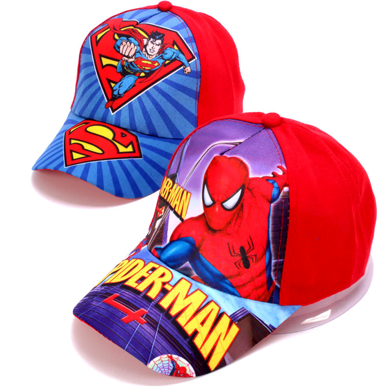 European and American Foreign Trade Style Hats, Cartoon Superman Spider-Man Children's Baseball Caps for Boys and Girls, Spring and Autumn Baseball Caps