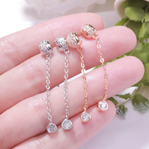 S925 Sterling Silver PJ Line Earrings Womens Stud Earrings Diamond-Set Long Chain Geometric Earrings Korean Simple Earrings