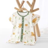 Детское летнее хлопковое боди для мальчиков, летняя одежда для девочек, тонкая пижама, короткий рукав