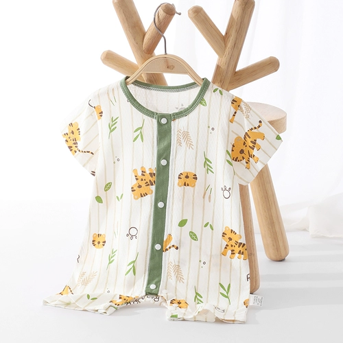 Детское летнее хлопковое боди для мальчиков, летняя одежда для девочек, тонкая пижама, короткий рукав