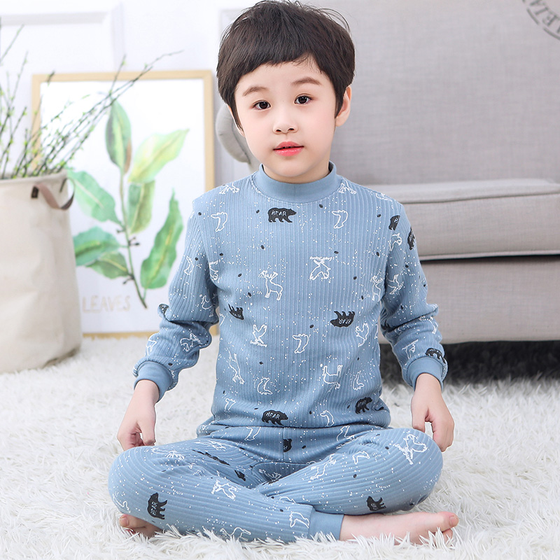 . Trai ấm đồ lót bộ childrens quần mùa xuân trẻ em kẹp cổ áo bông bán cao vừa sọc áo len trẻ em bông.