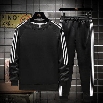 卫衣男套装圆领潮流韩版帅气时尚百搭春季新款运动休闲男士两件套