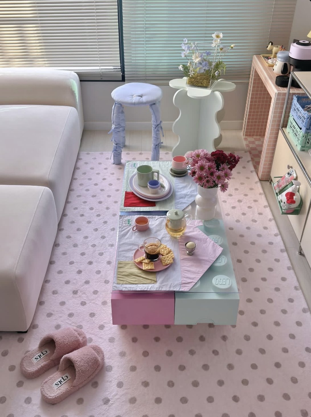 Ковер Cream Style розовый в горошек 40x60см