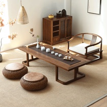 Yumu tatami table dwarf tables Japanese light luxury balcony tea table and chairs combined simple solid wood terrace table