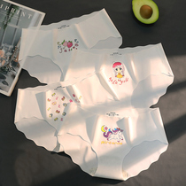 No Marks Ice Silk Briefs Female Pure Cotton Crotch Antibacterial Summer Thin girls day Department white cute student Triangle shorts