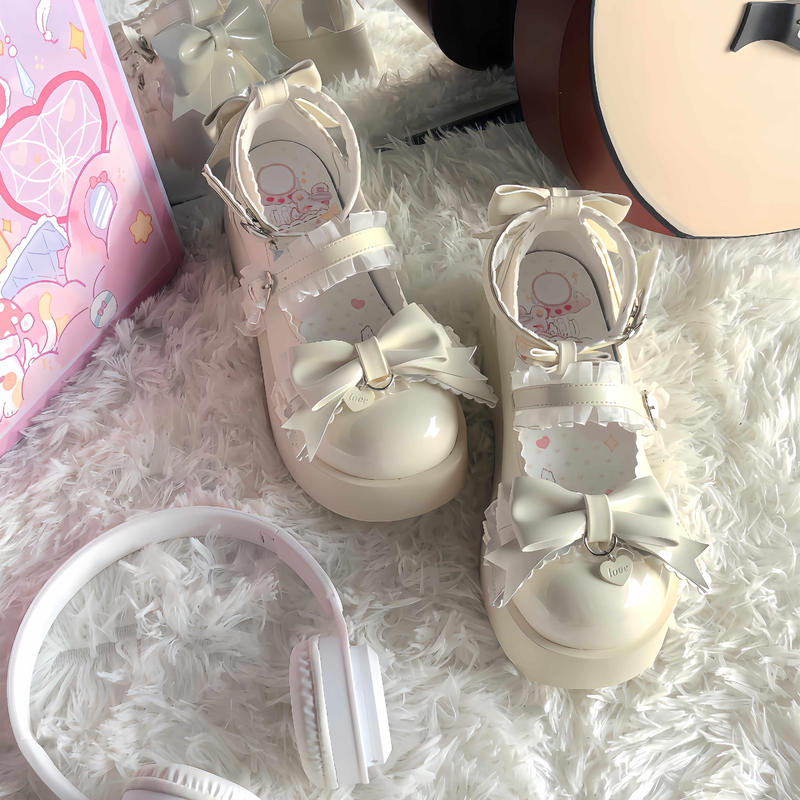 Confession Vow Lo Shoes May Dream Original Lolita Thick-Soled Shoes Height-Increasing Bowknot Platform Mirror Surface Student Shoes