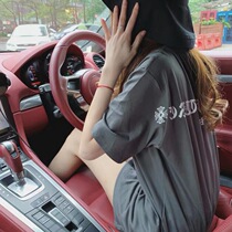 Korean version of short-sleeved womens half-sleeved Korean star style spring tide brand cotton loose CH printed boudoir honey dress mid-length t-shirt