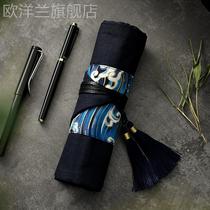 Kanagawa Japanese retro roller blind pencil case canvas large-capacity pen pencil case pencil case simple pencil case stationery bag