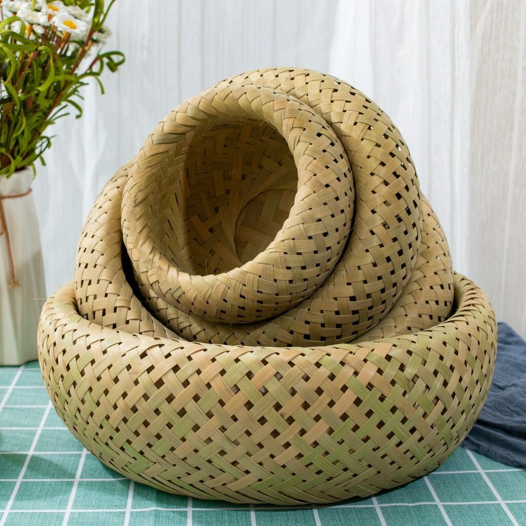 Bamboo woven small fruit basket hand-woven product basket bird's nest snack hotel kitchen snack basket farmhouse bamboo basket storage